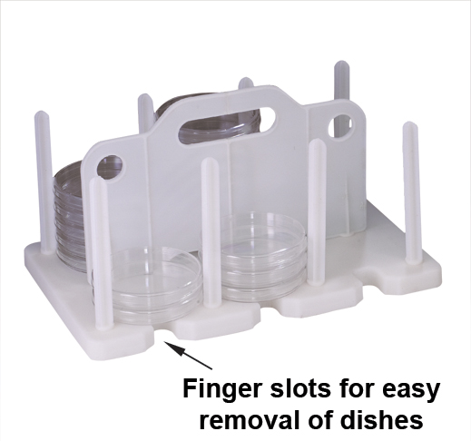 Contact Plate / Petri Dish Racks – White Polypropylene