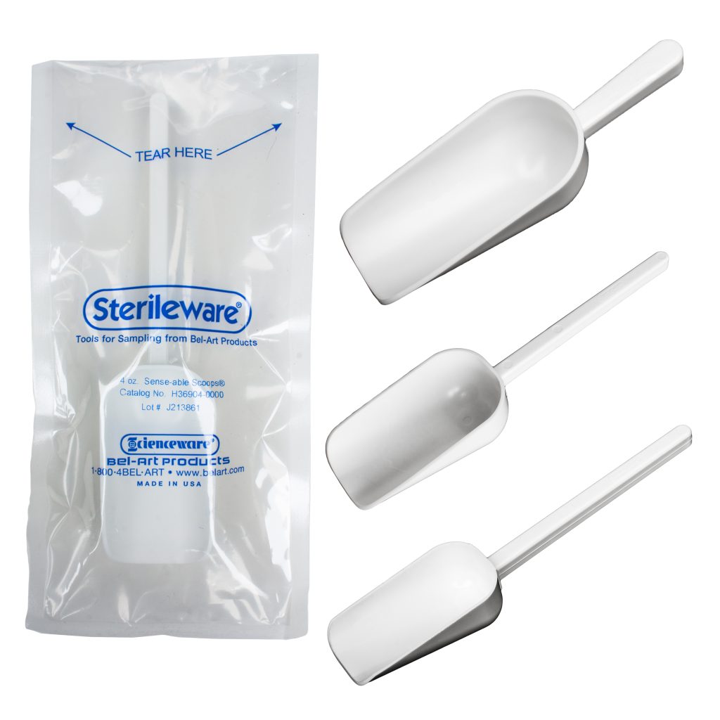 Sterileware Double Bagged Sterile Sampling Scoops – White
