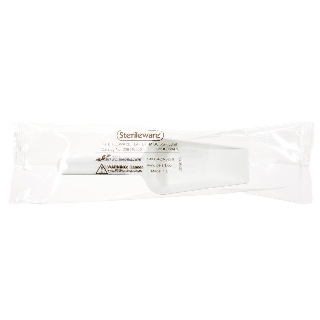 Sterileware Flat Bottom Sampling Scoops – White