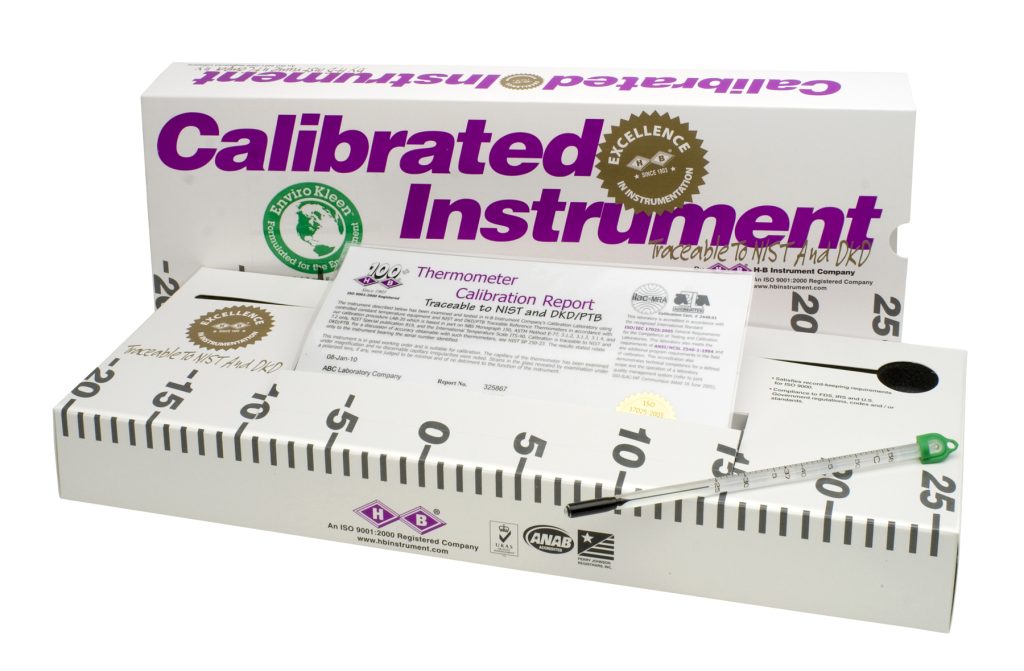 H-B Enviro-Safe Calibrated Dry Block/Incubator Liquid-in-Glass Thermometer; Partial Immersion, Enviro-Safe Non-Toxic Liquid Fill