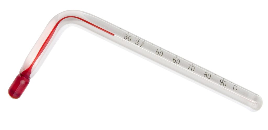 H-B DURAC Angled Liquid-in-Glass Laboratory Thermometer, Organic Liquid Fill