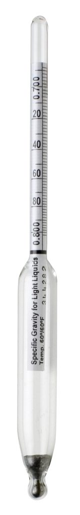 H-B DURAC Specific Gravity / Relative Density (G/cmᶟ) Plain Form Hydrometers; Traceable to NIST