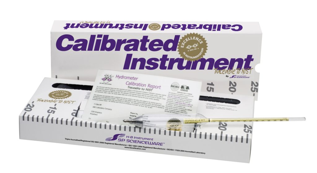 H-B DURAC API ASTM Hydrometers with Individual Calibration Report; Traceable to NIST